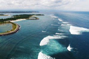 Vista aérea da praia de Serangan.