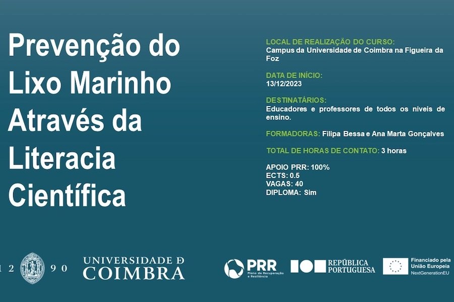 Universidade de Coimbra lança curso breve de Prevenção do Lixo Marinho através da Literacia Científica