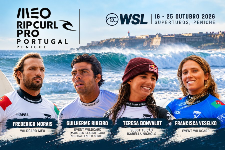 Revelados os wildcards para o MEO Rip Curl Pro Portugal 2026