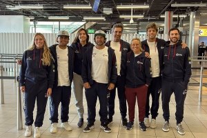 A selecção nacional de surf 2023 hoje de manhã à saída de Lisboa. (Frederico Morais irá ter a El Salvador num vôo diferente por motivos pessoais)