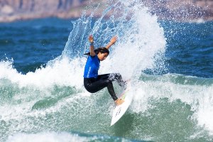 Teresa Bonvalot no 1.º dia de competição em Birubi Beach. 