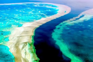 este paraíso subaquático abriga cerca de 3.000 recifes de coral, 600 ilhas, 1.600 tipos de peixes incluindo 130 espécies de tubarões e raias