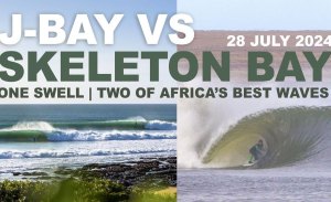 O mesmo swell filmado em Jeffrey´s Bay e Skeleton Bay.