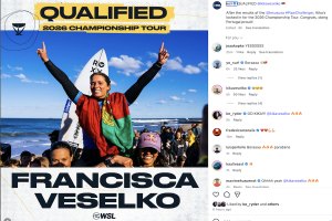 Francisca Veselko está confirmada na elite do Surf Mundial em 2026