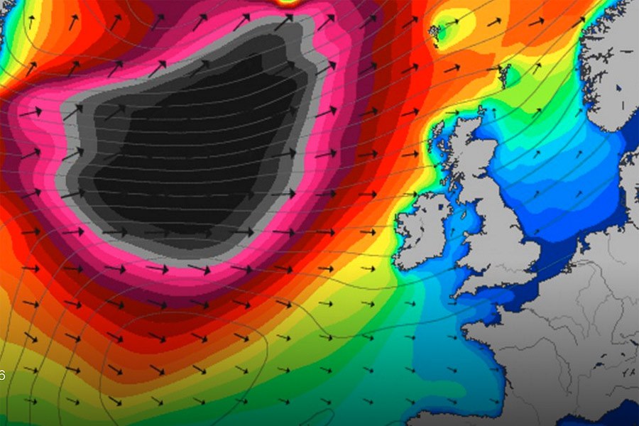 O "buraco negro" de 2014 que resultou na tempestade Hércules.
