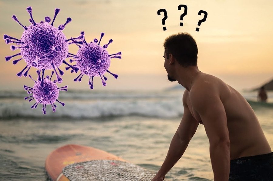 O risco de transmissão do Covid 19 no Surf não está provado. Imagem Série ao Fundo