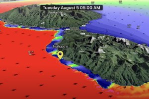 Ondulação gigante ( mapa a vermelho mostra bem a sua força)