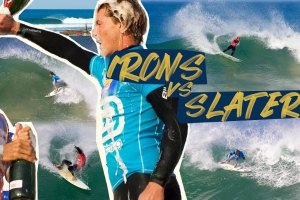 O duelo dos Titãs Kelly Slater e Andy Irons em 2005, em J-Bay