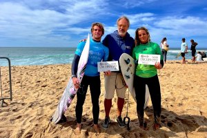 Miguel Barata de Almeida com dois dos seus atletas