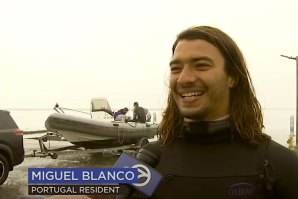 Miguel Blanco espalha o charme em Mavericks, Califórnia