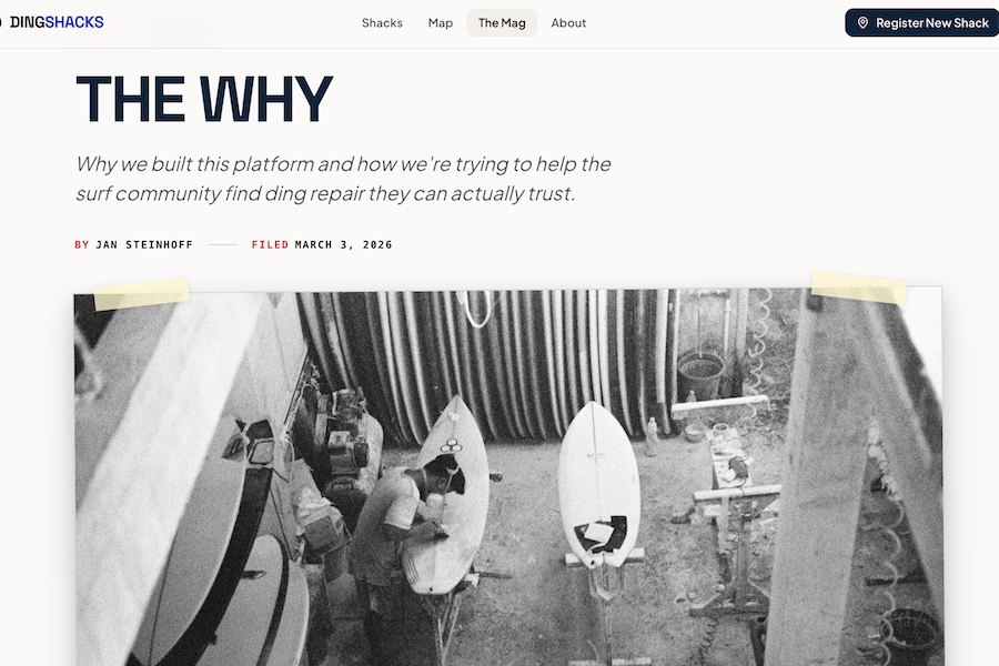 DingShacks quer tornar-se na Wikipédia das reparações de pranchas de surf