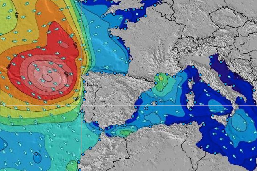 Mapa para a próxima quinta-feira em Portugal Continental.