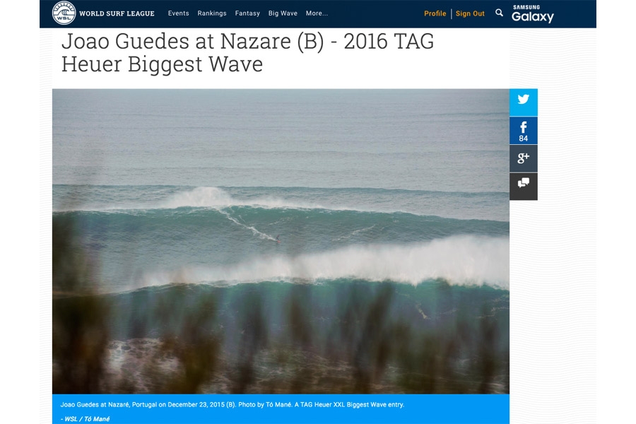 Reprodução da imagem que foi seleccionada para a categoria "Biggest Wave".