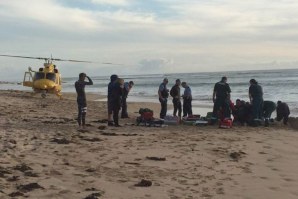 O cenário em Mandurah Beach.