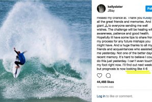 A publicação de Kelly Slater no Instagram onde este dá mais alguma informação.