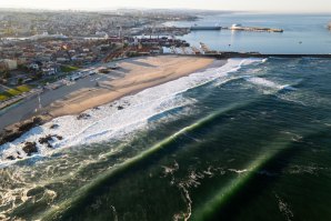 Vista aérea da Praia de Leça hoje