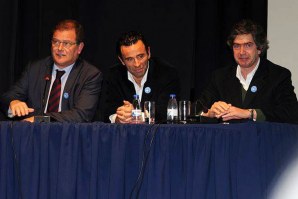 Da esq. para a dir.: João Ataíde (presidente da Câmara Municipal da Figueira da Foz), Eurico Gonçalves (SOS Cabedelo) e Pedro Machado (Turismo do Centro).