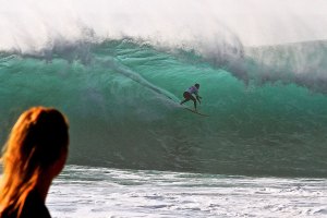 Balaram Stack na Praia do Norte, o ano passado.