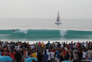 A imagem de Supertubos durante o WCT, etapa co Circuito Mundial de Elite da WSL